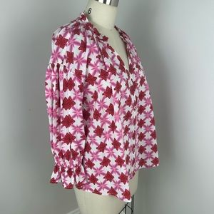 Ro's Garden Barbados Top Blouse Shirt Cotton Pink Red XS extra small Excellent